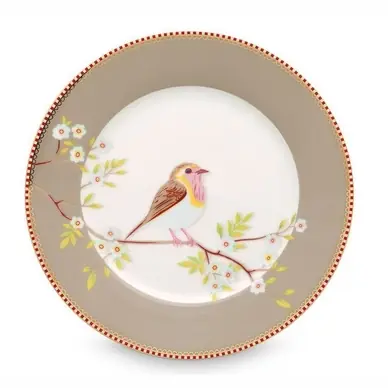 Assiette de Petit-Déjeuner PiP Studio Floral Khaki (21 cm) Nouvel Arrivage